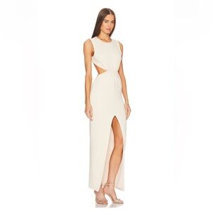 Michael Costello x Revolve Shelby Gown in Beige XS open back Minimalist chic